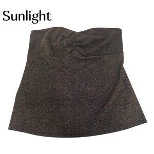 Torrid  Womens Strapless Ruched Top Size 2 Brown Metallic Sparkle